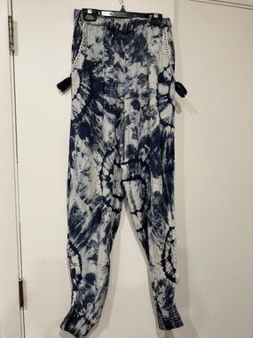 Skemo Navy and White Tie-Dye Jogger Pants